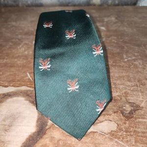 WOODHOUSE LYNCH Clothiers Moose dark green hand-made Tie REIS of NEW HAVEN